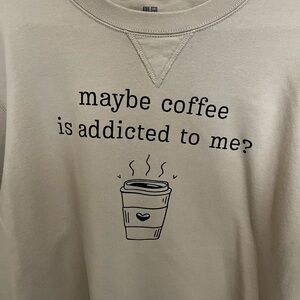 Uniqlo Beige Coffee Funny Graphic Crewneck Sweater